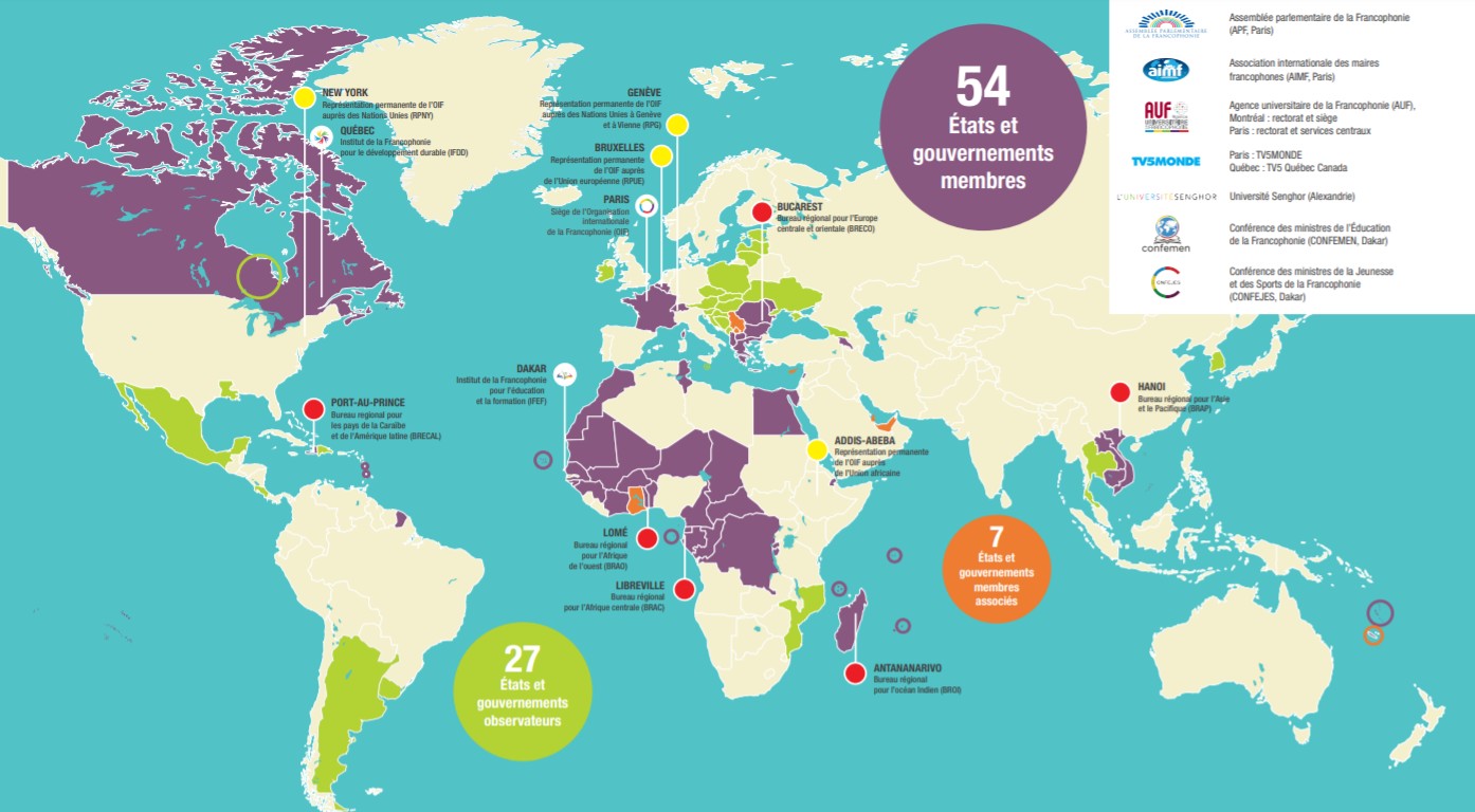 francophonie french francophone la organisation internationale pays carte le studies research guide monde member states